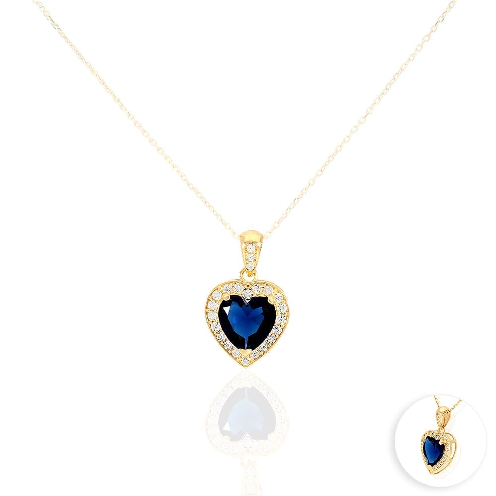 14k Yellow Gold White Gold Solitaire Birthstone Halo Heart Pendant 0.6"