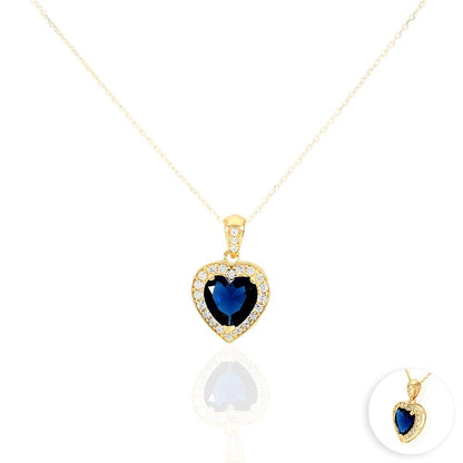 14k Yellow Gold White Gold Solitaire Birthstone Halo Heart Pendant 0.6"