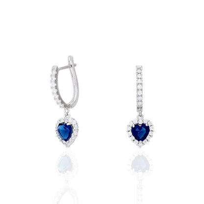 14k Yellow Gold White Gold Heart Birthstone Diamond Halo  Earrings 1"