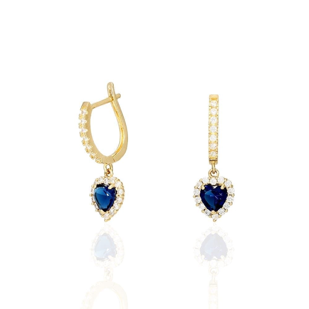 14k Yellow Gold White Gold Heart Birthstone Diamond Halo  Earrings 1"