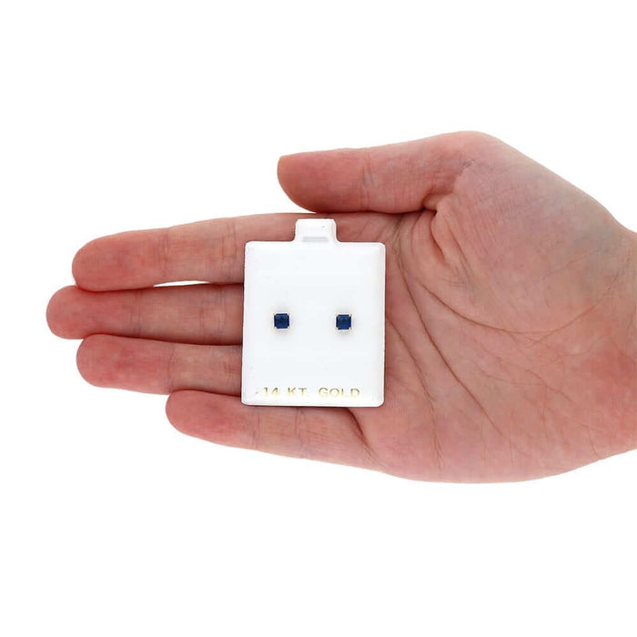 14k Yellow Gold 4mm Princess Birthstone Square Stud Push Back Earrings