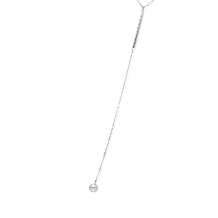 White Gold Over Sterling Silver Dangle Ball Cable Necklace 16"