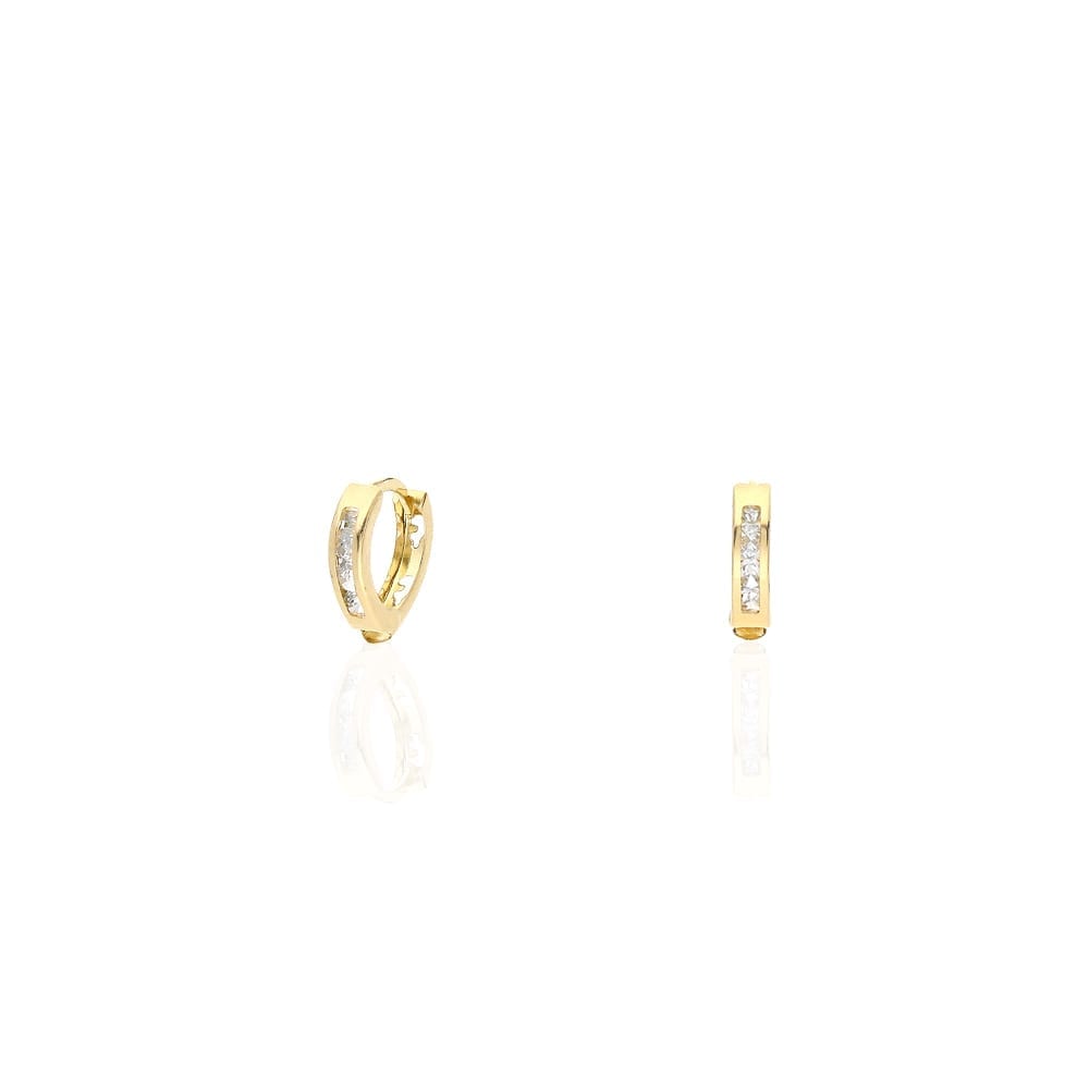 14 Yellow Gold CZ Channel Latch Earrings