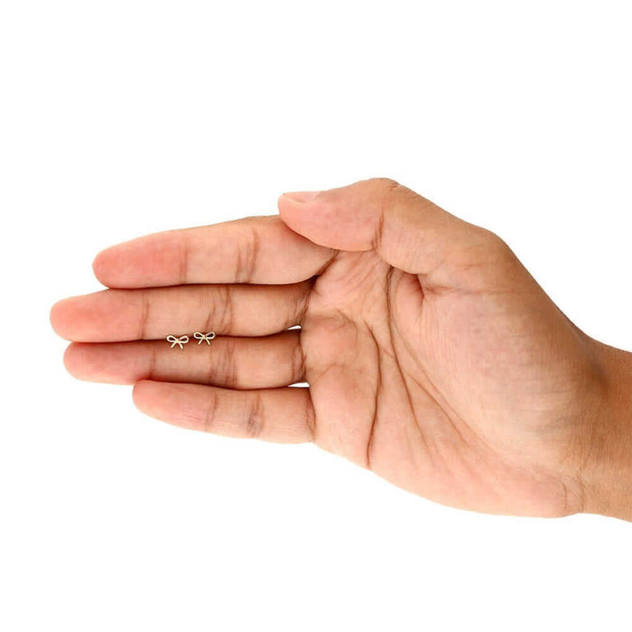 14k Yellow Gold Bow Tie Screw Back Stud Kid Earrings