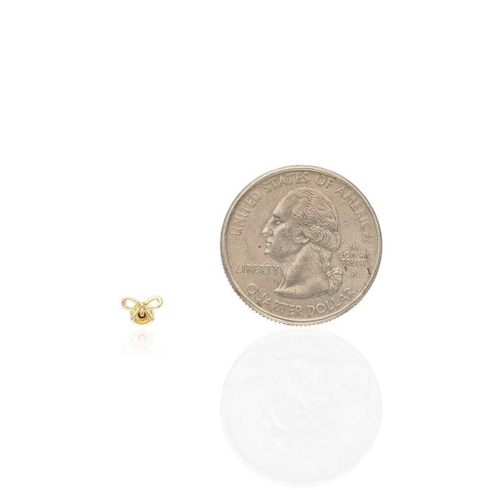 14k Yellow Gold Bow Tie Screw Back Stud Kid Earrings