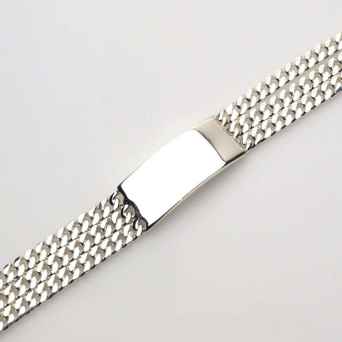 Sterling Silver 13mm Triple Cuban Bar Bracelet (Solid Links) 9"