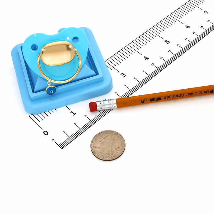 Engravable Solid 14K Gold New Born Baby Gift Evil Eye Protection Pacifier