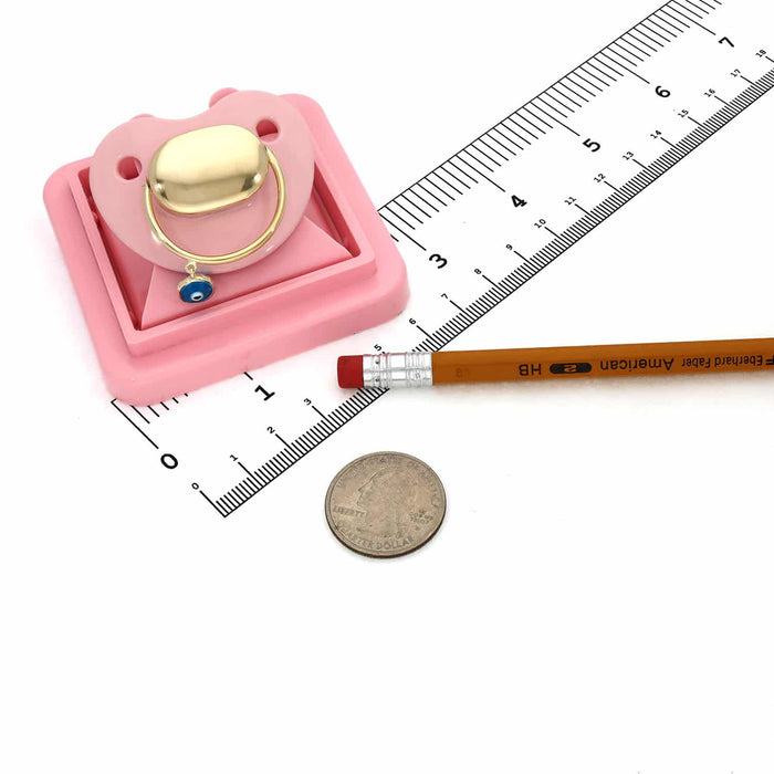 Engravable Solid 14K Gold New Born Baby Gift Evil Eye Protection Pacifier