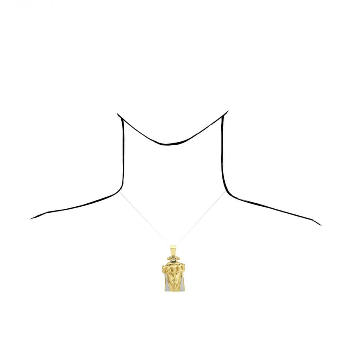 10k Yellow White Gold Textured Jesus Face Head Pendant 1.4"-1.8"