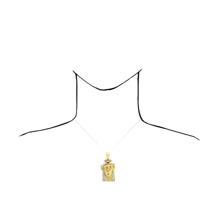 10k Yellow White Gold Textured Jesus Face Head Pendant 1.4"-1.8"