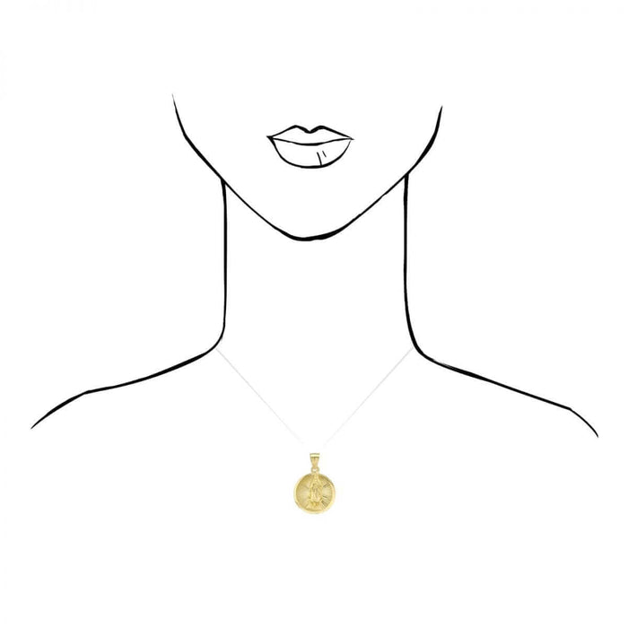 10k Yellow Gold Diamond-Cut Guadalupe Virgin Mary Round Medallion Pendant