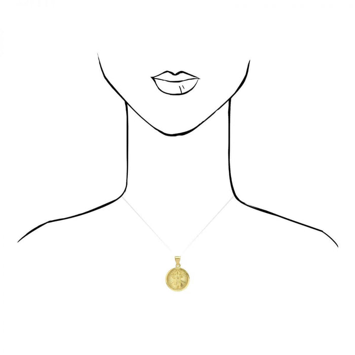 10k Yellow Gold Diamond-Cut Divino Niño Jesús Round Medallion Pendant