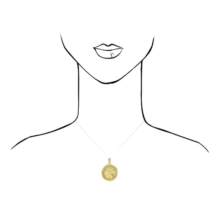 10k Yellow Gold Diamond-Cut Divino Niño Jesús Round Medallion Pendant