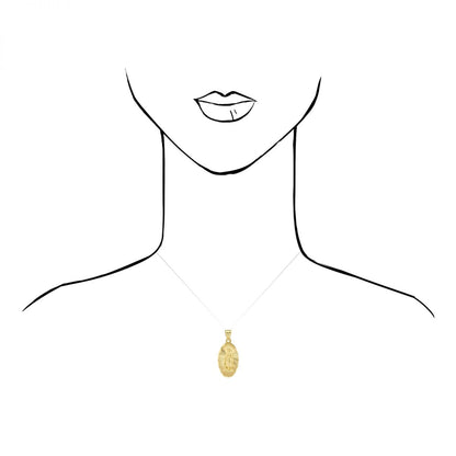 10k Yellow Gold Oval Diamond Cut Virgin Guadalupe Medallion Pendant