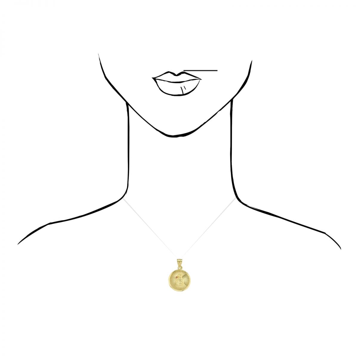10k Yellow Gold Diamond Cut Ruby Santa Barbara Round Medallion Pendant
