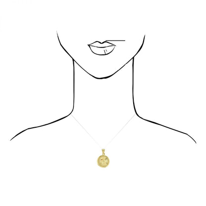 10k Yellow Gold Diamond Cut Ruby Santa Barbara Round Medallion Pendant