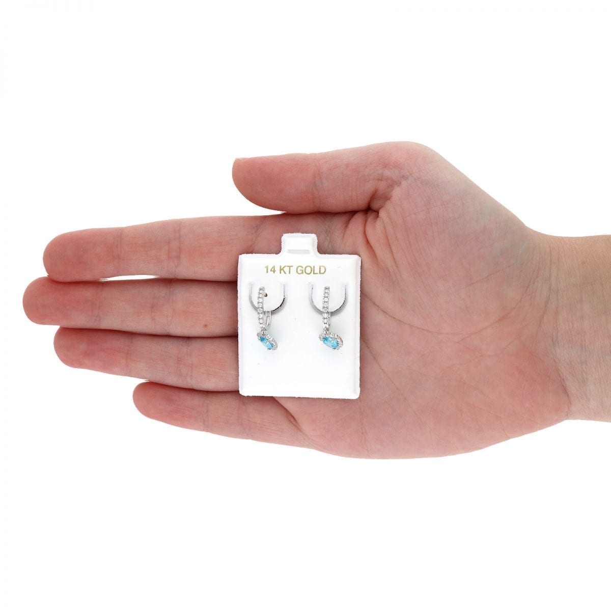 14k Yellow Gold White Gold Heart Birthstone Diamond Halo  Earrings 1"