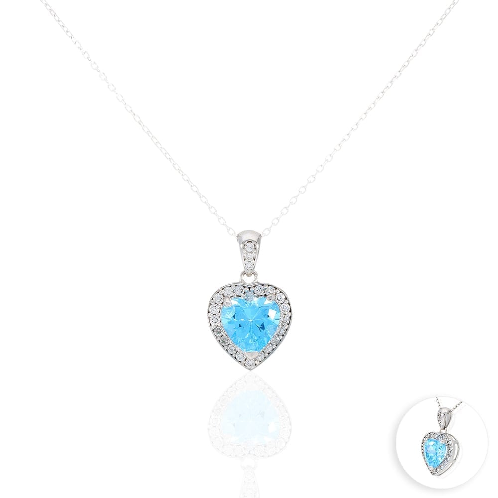 14k Yellow Gold White Gold Solitaire Birthstone Halo Heart Pendant 0.6"