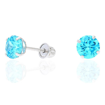 14k Yellow Gold White Gold 1.50Ct Birthstone Round Stud Screw Back Earrings