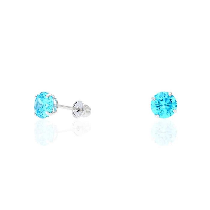 14k Yellow Gold White Gold 1.50Ct Birthstone Round Stud Screw Back Earrings