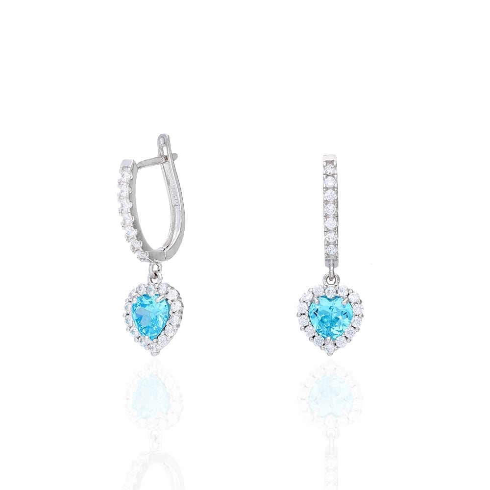 14k Yellow Gold White Gold Heart Birthstone Diamond Halo  Earrings 1"