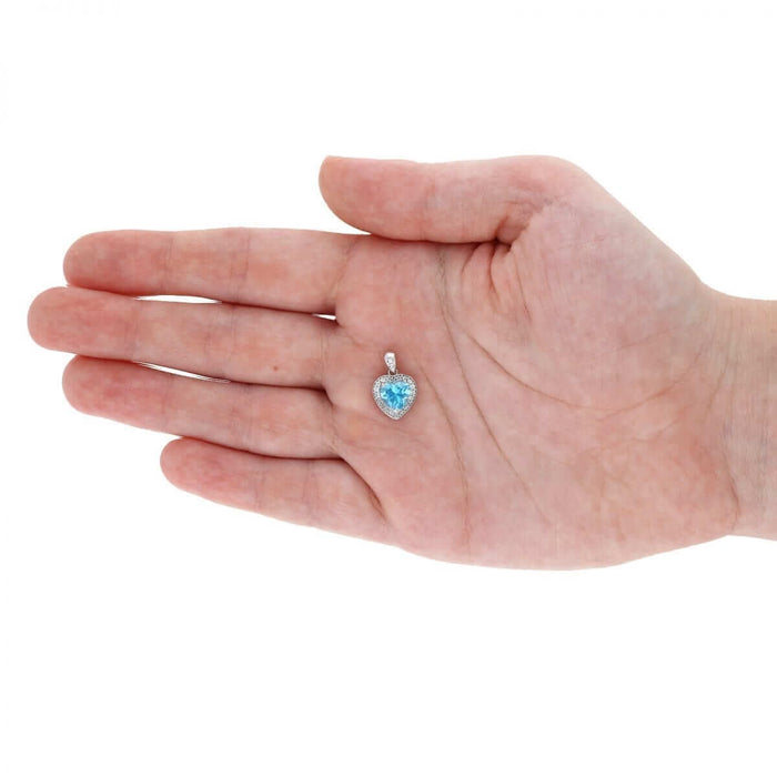 14k Yellow Gold White Gold Solitaire Birthstone Halo Heart Pendant 0.6"