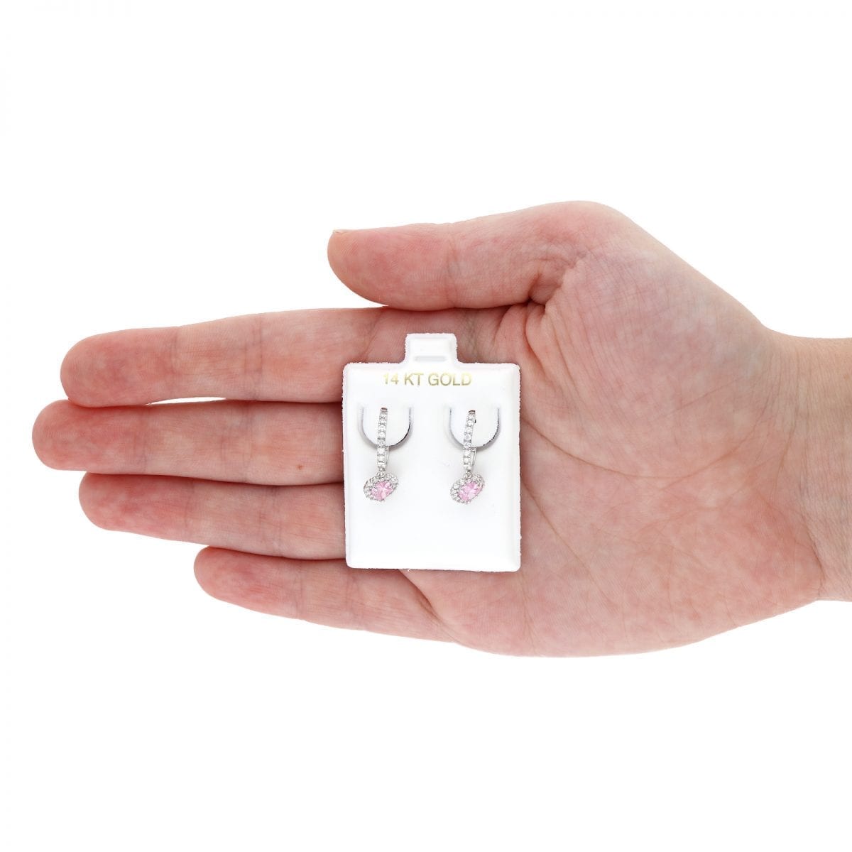 14k Yellow Gold White Gold Heart Birthstone Diamond Halo  Earrings 1"