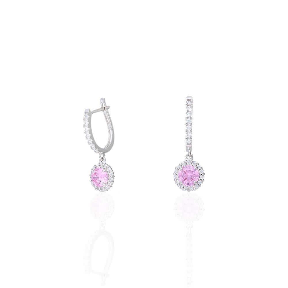 14K Yellow Gold White Gold Round Birthstone Diamond Halo Earrings 1"