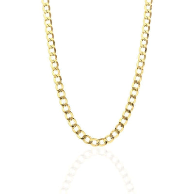 14k Yellow Gold 7.6mm Cuban Curb Chain (Hollow) 22"-30"