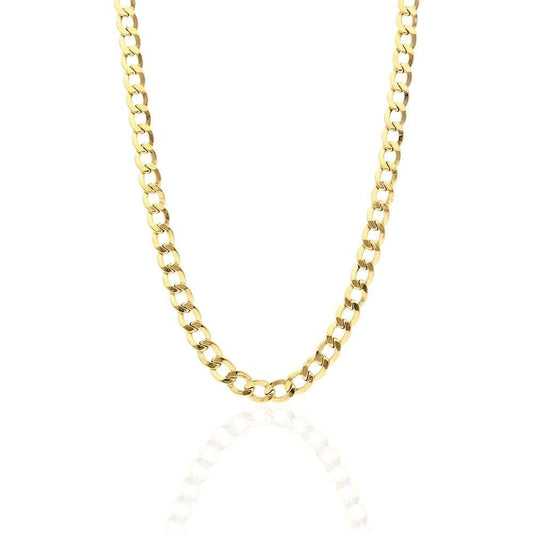 14k Yellow Gold 7.6mm Hollow Cuban Curb Chain Necklace 22", 24", 26", 28", 30"