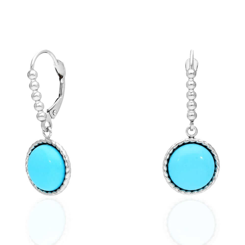 14k Yellow Gold White Gold Twisted Bezel Gemstone Leverback  Earrings
