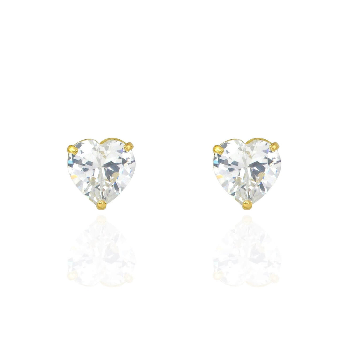 14K Gold 2CTW CZ Heart Love Stud Screw Back Earrings 6mm