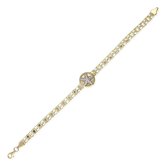 0.70Ct CZ Starfish Central Charm Bismark  Bracelet 7.5"