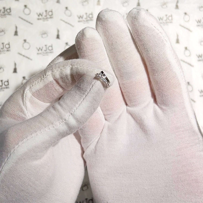 0.20CTW CZ 14k White Gold Fancy Huggie Hoop Earrings 0.5"