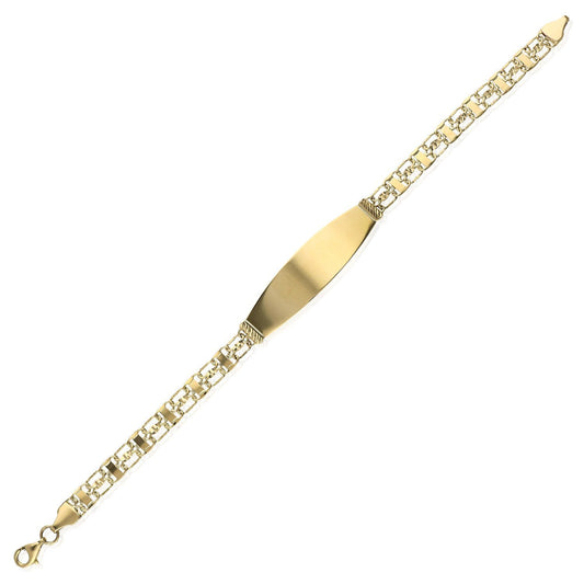 Solid 10K Gold Yellow Bismark- 6mm Personalized I.D Bar Bracelet 7.5 Inches