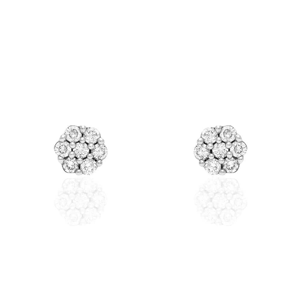 0.42Ct Round Lab-Grown Moissanite 14k White Gold Push Back Cluster Stud Earrings