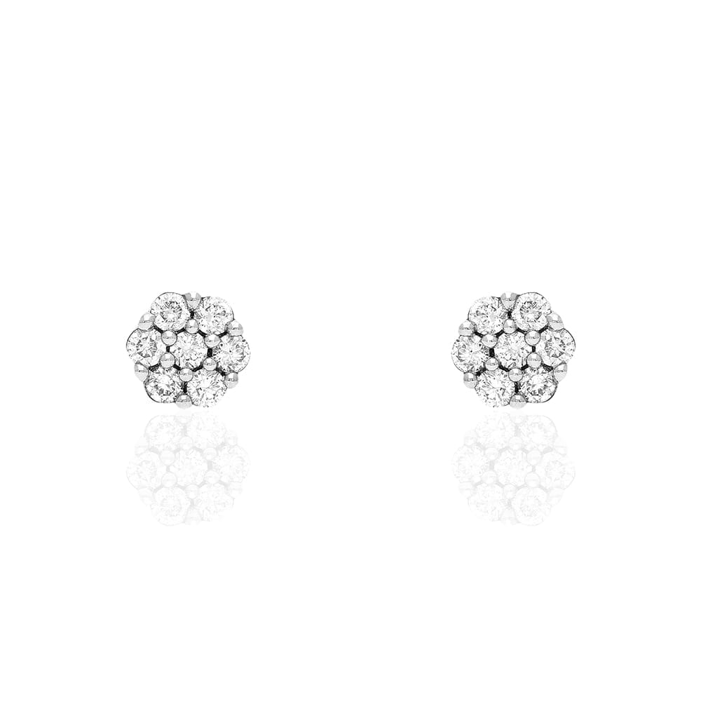 0.42Ct Round Lab-Grown Moissanite 14k White Gold Push Back Cluster Stud Earrings
