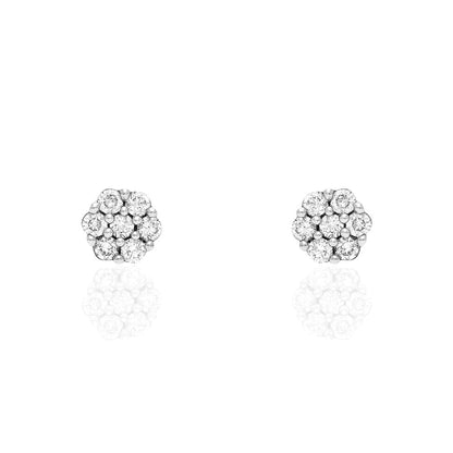 0.42Ct Round Lab-Grown Moissanite 14k White Gold Push Back Cluster Stud Earrings