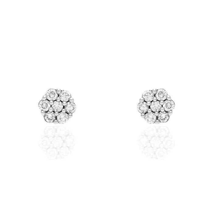 0.42Ct Round Lab-Grown Moissanite 14k White Gold Push Back Cluster Stud Earrings