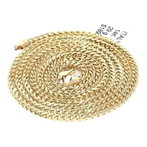14K Yellow Gold 4mm Franco Chain (Solid Links) 24"-30"