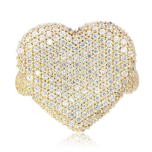 2.80Ct Created White Diamond Heart Solid 14k Gold Yellow Ring Size 5-10