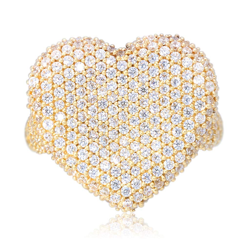 2.80Ct Created White Diamond Heart Solid 14k Gold Yellow Ring Size 5-10
