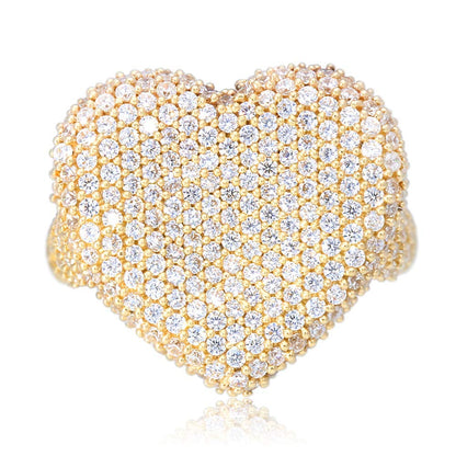 2.80Ct Created White Diamond Heart Solid 14k Gold Yellow Ring Size 5-10