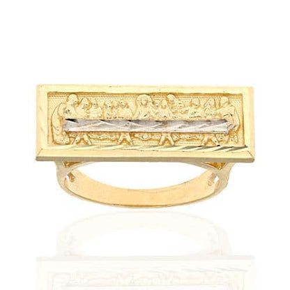 10k Gold Yellow The Last Supper Religious Diamond Cut Ring Size 5-8
