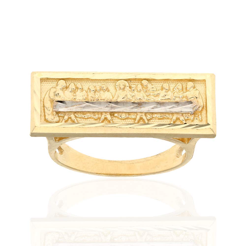 10k Gold Yellow The Last Supper Religious Diamond Cut Ring Size 5-8