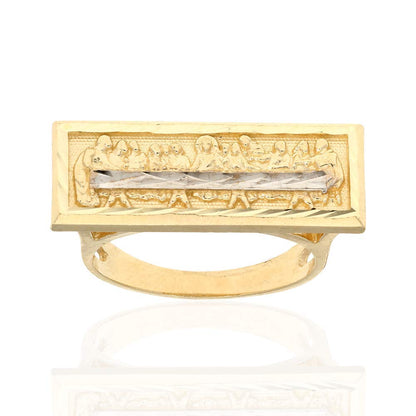 10k Gold Yellow The Last Supper Religious Diamond Cut Ring Size 5-8