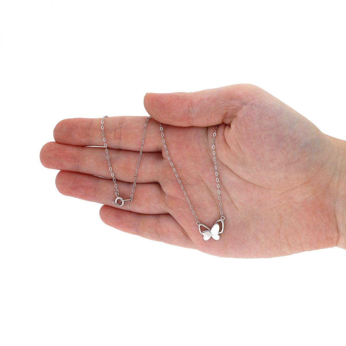 14K Yellow Rose White Gold Over Silver Butterfly Pendant Cable Necklace 16-18"