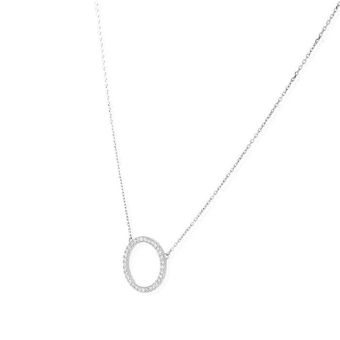 14K Yellow White Rose Gold Circle Of Love CZ Necklace 16"-18" Adjustable