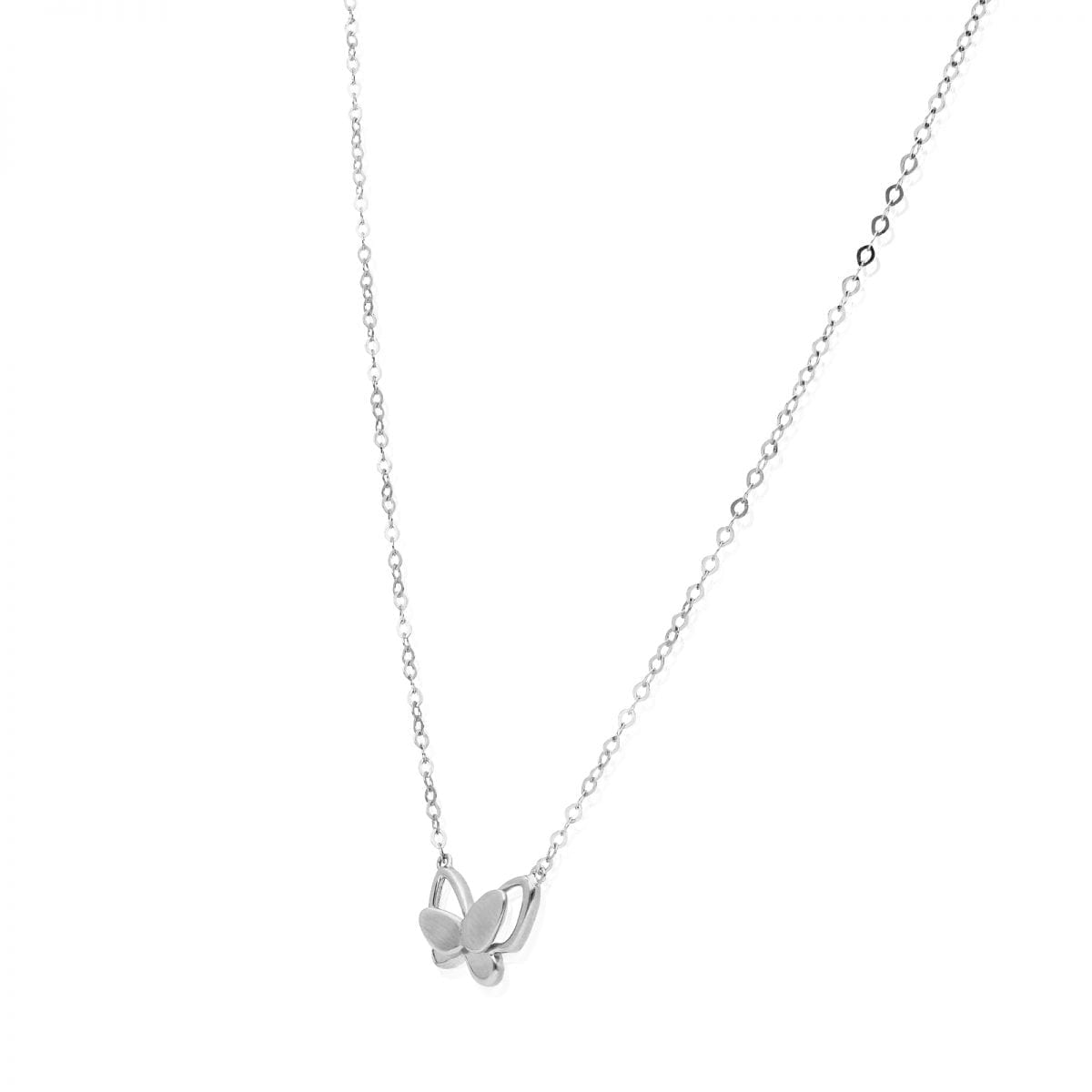 14K Yellow Rose White Gold Over Silver Butterfly Pendant Cable Necklace 16-18"