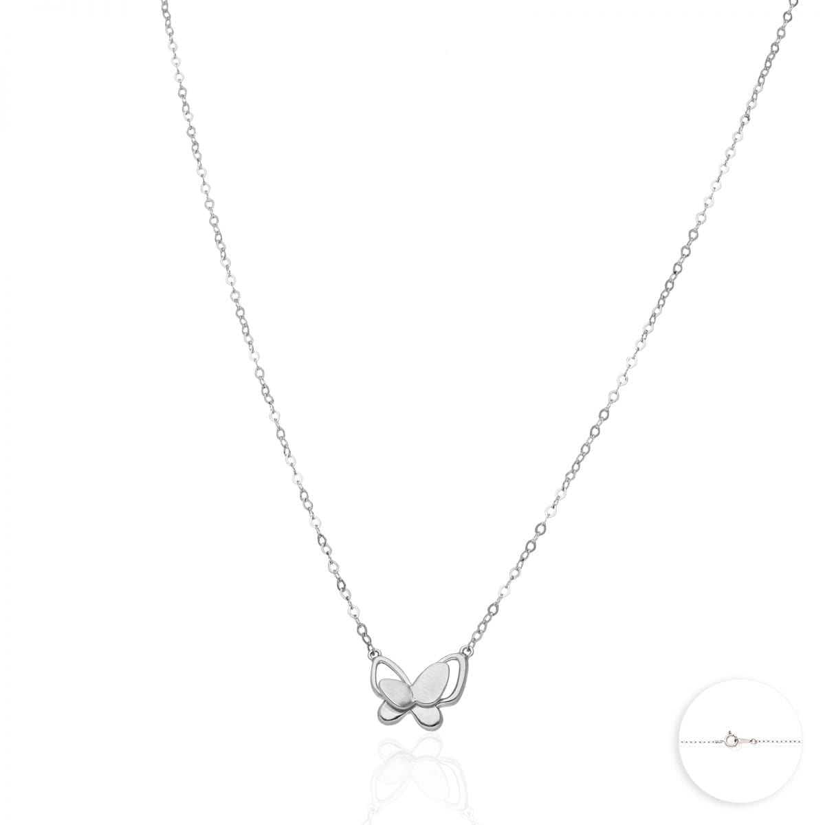 14K Yellow Rose White Gold Over Silver Butterfly Pendant Cable Necklace 16-18"